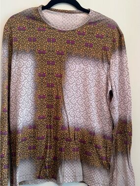 Just Cavalli Long Sleeve Top in Lavender, Gold and Purple